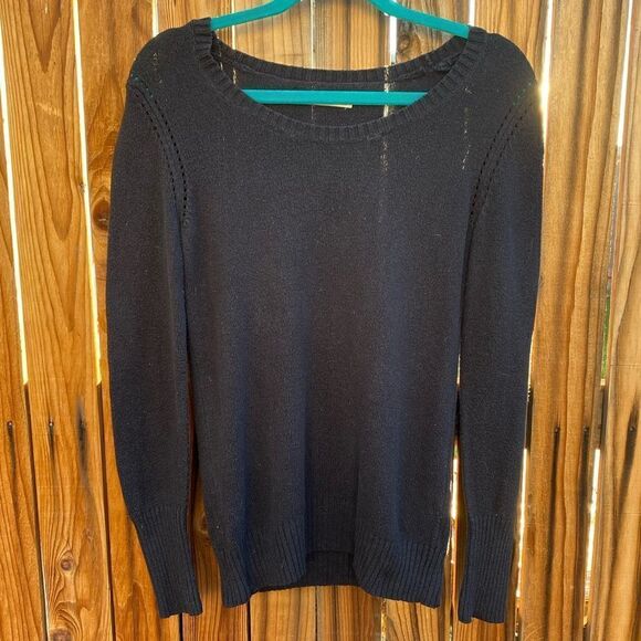 SALE Old Navy Knit Crew Neck Sweater Black Size Medium - Picture 3 of 6